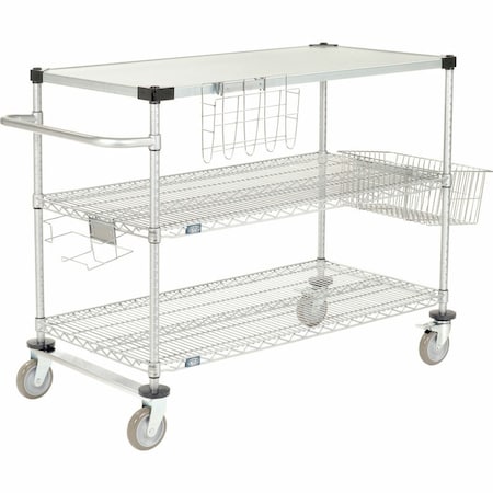 Global Equipment Nexel    Utility Cart, 2 Shelf, Nexelate   , 36"L x 24"W x 42"H, Pneumatic Casters 2436N2EP